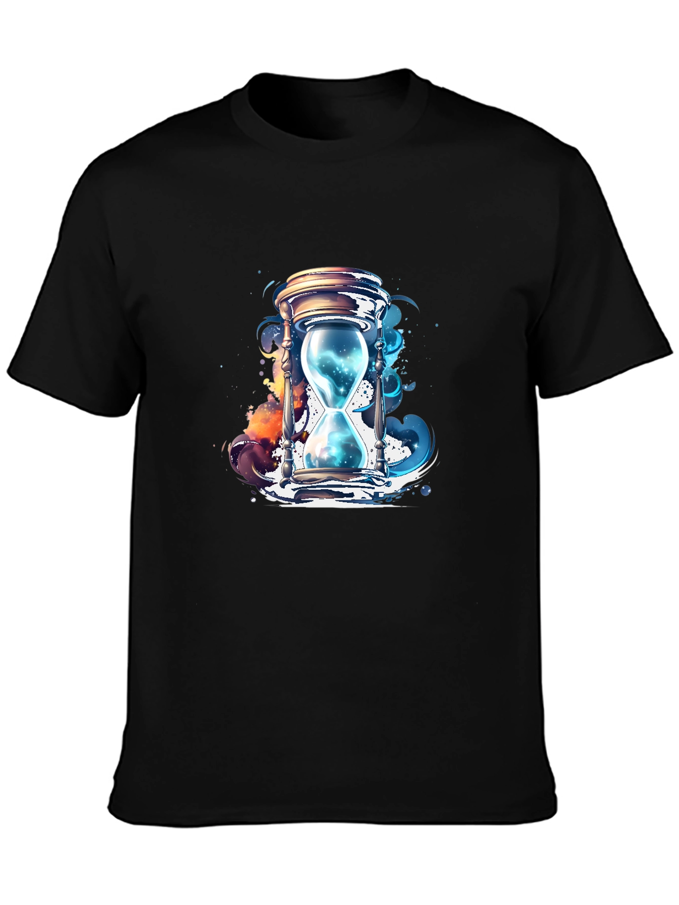 Mens Black T-Shirt with Hourglass Graphic Design