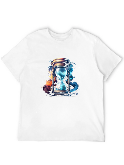 Mens Black T-Shirt with Hourglass Graphic Design