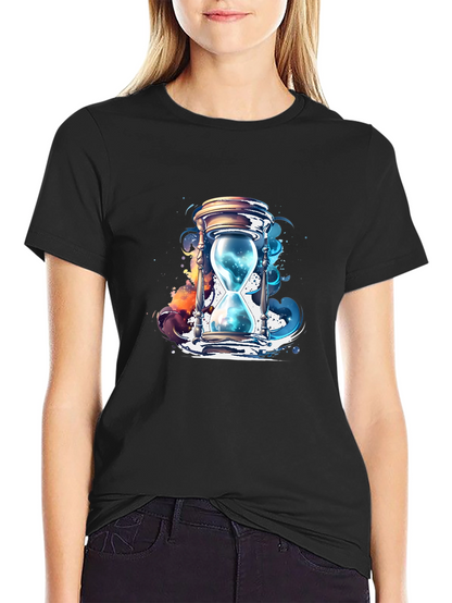 Mens Black T-Shirt with Hourglass Graphic Design