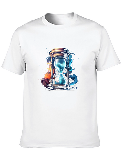 Mens Black T-Shirt with Hourglass Graphic Design