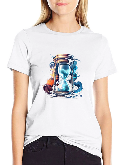 Mens Black T-Shirt with Hourglass Graphic Design