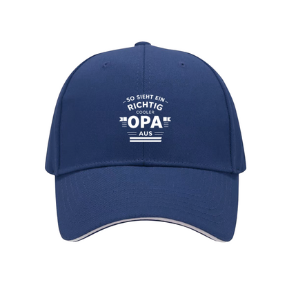 Cool Grandpa OPA German Slogan Navy Sandwich Brim Baseball Cap, Father¡¯s Day Gift Hat