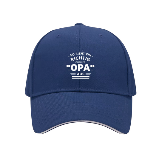 Cool Grandpa OPA German Slogan Navy Sandwich Brim Baseball Cap, Father¡¯s Day Gift Hat