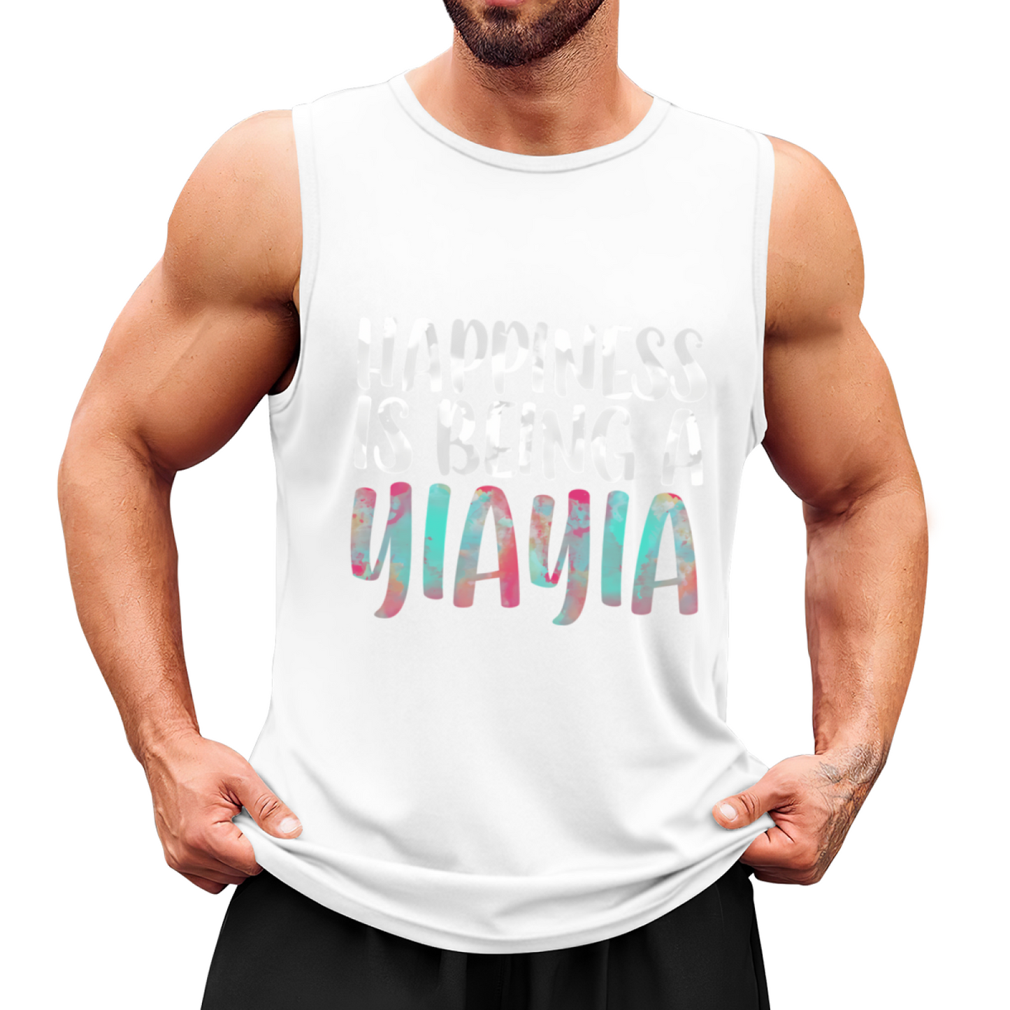 Happiness Is Being A Yiayia Colorful Letter Sleeveless Shirt