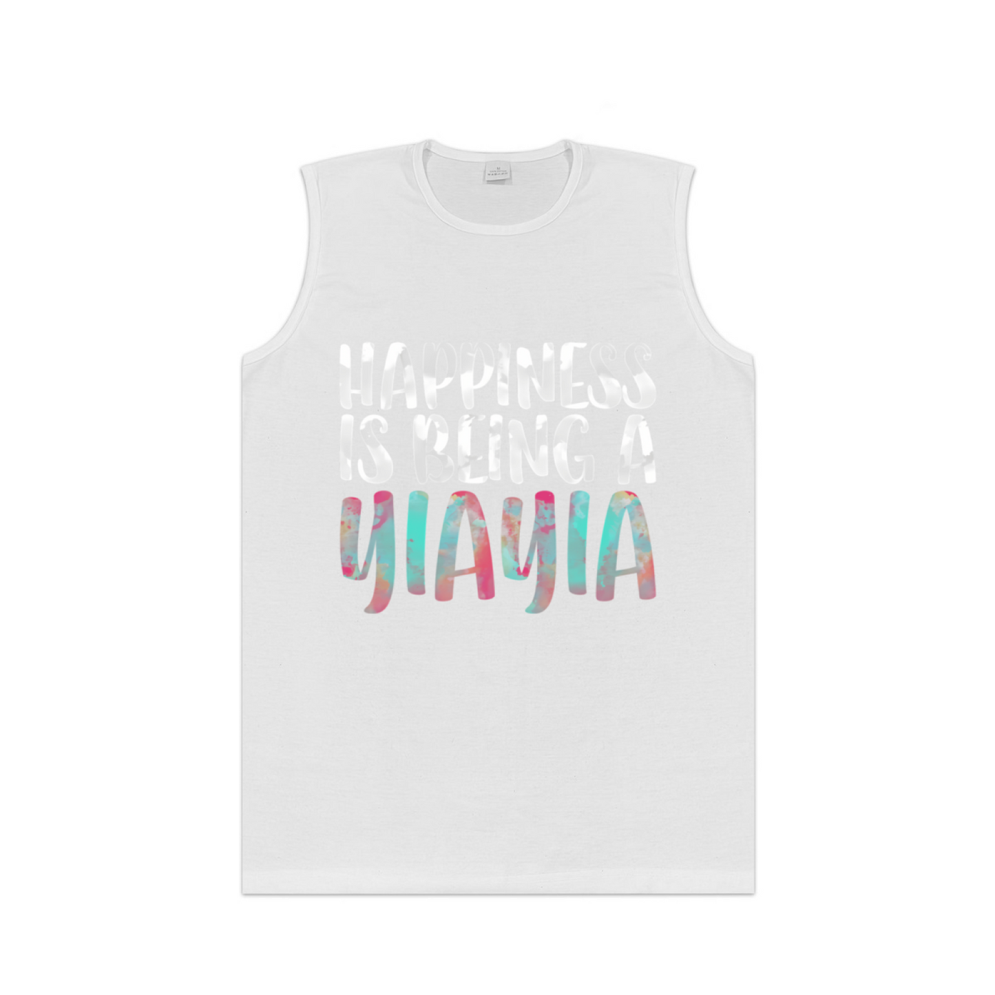 Happiness Is Being A Yiayia Colorful Letter Sleeveless Shirt
