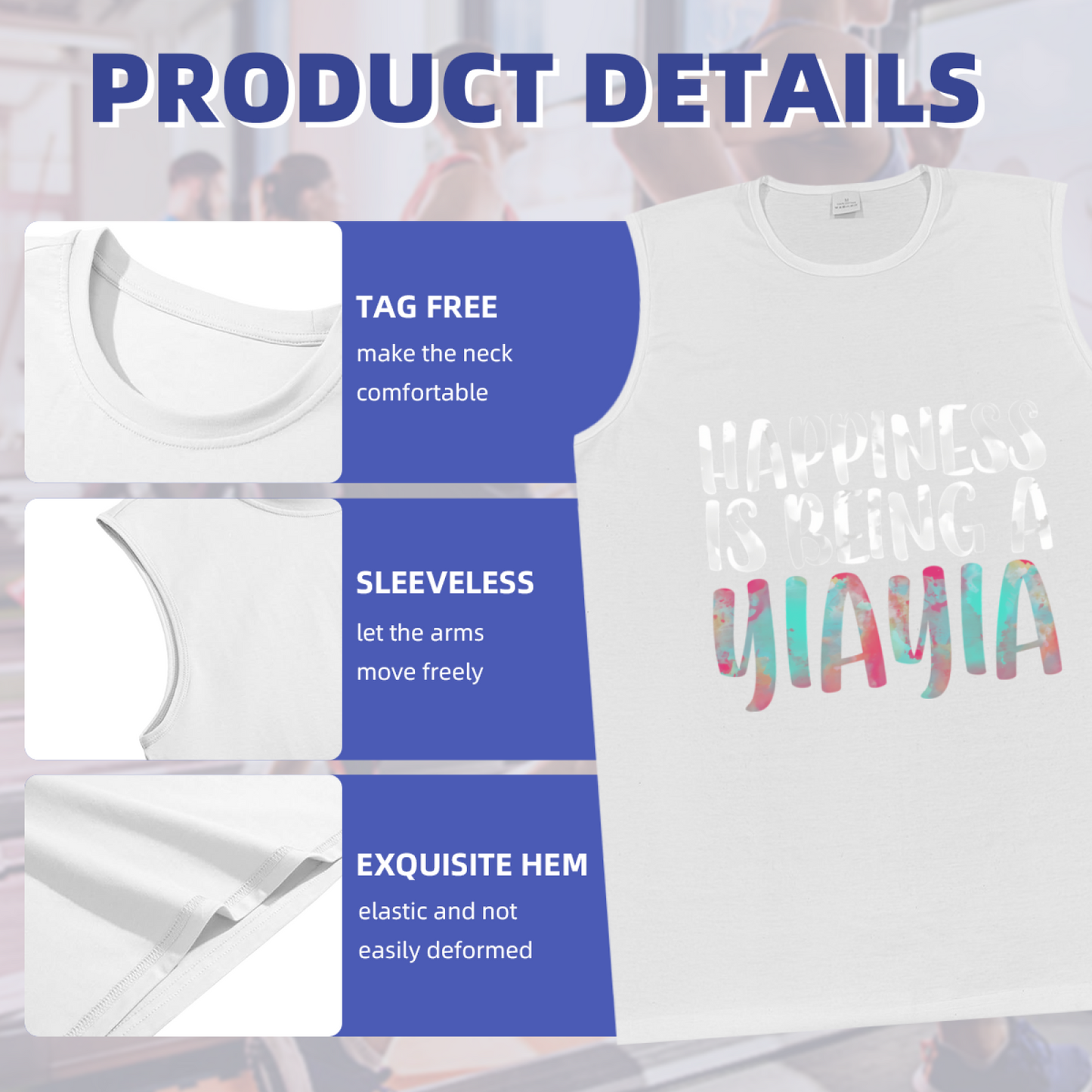 Happiness Is Being A Yiayia Colorful Letter Sleeveless Shirt