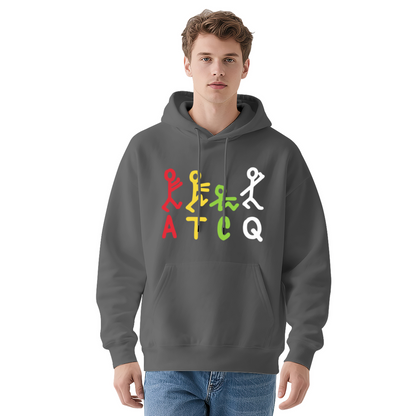 Colorful ATCQ Stick Figure Hip Hop Gray Hoodie, Unisex Soft Comfort Streetwear