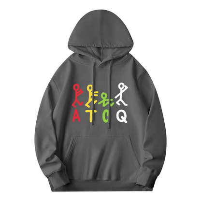 Colorful ATCQ Stick Figure Hip Hop Gray Hoodie, Unisex Soft Comfort Streetwear