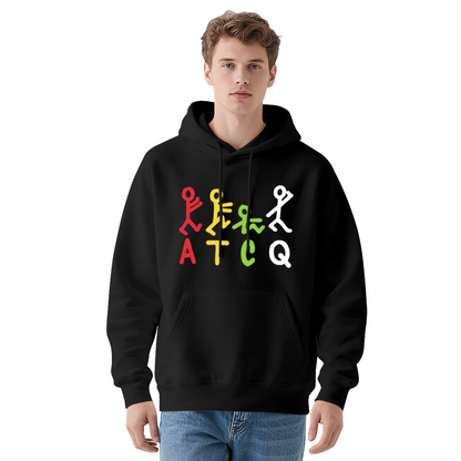 Colorful ATCQ Stick Figure Hip Hop Gray Hoodie, Unisex Soft Comfort Streetwear