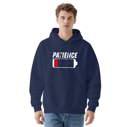 Patience Low Battery Funny Battery Print Grey Hoodie, Unisex Comfy Casual Sweatshirt