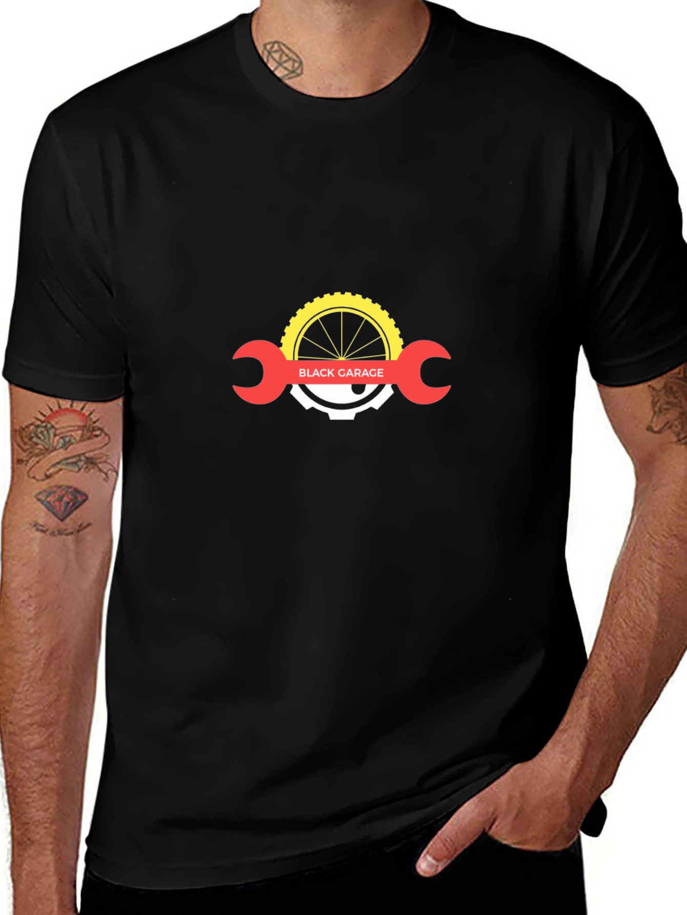 Black Garage Bike Mechanic T-Shirt