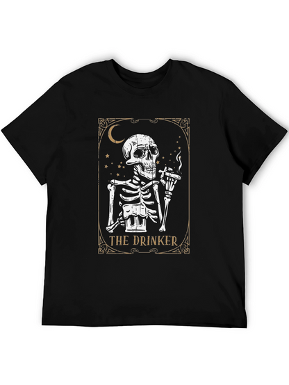 The Drinker Skeleton T-Shirt - Black Graphic Tee