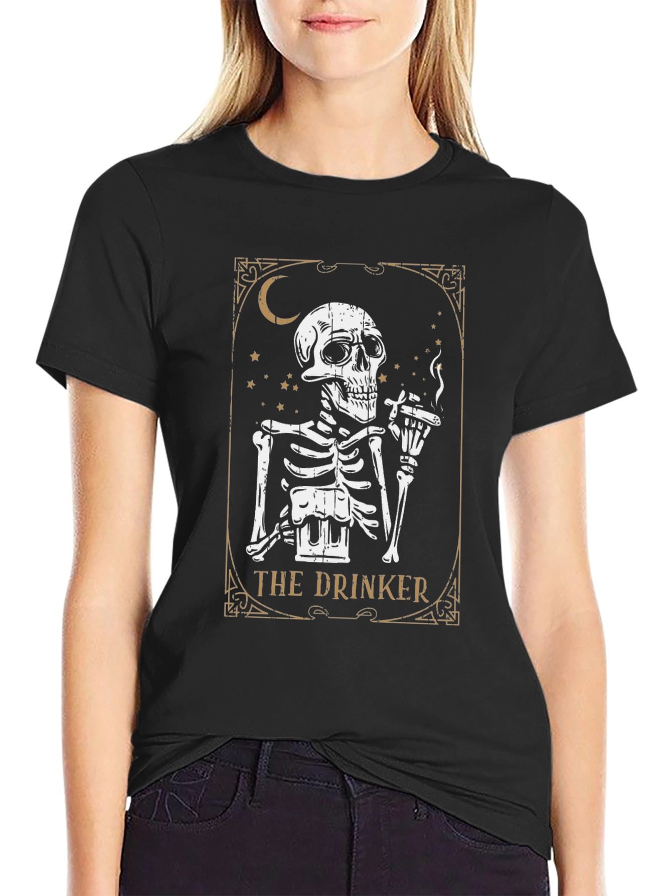 The Drinker Skeleton T-Shirt - Black Graphic Tee