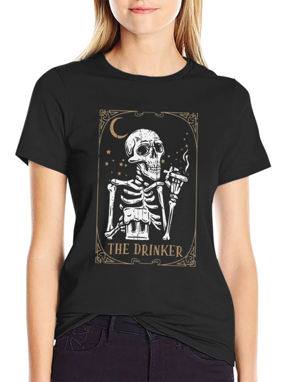 The Drinker Skeleton T-Shirt - Black Graphic Tee