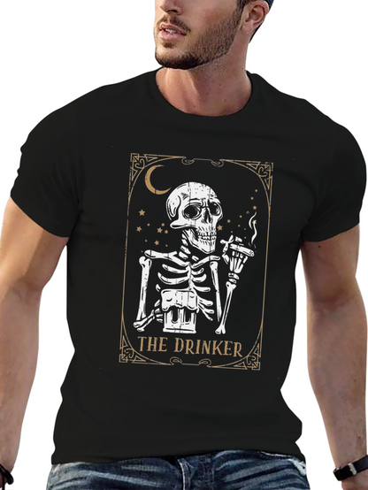 The Drinker Skeleton T-Shirt - Black Graphic Tee