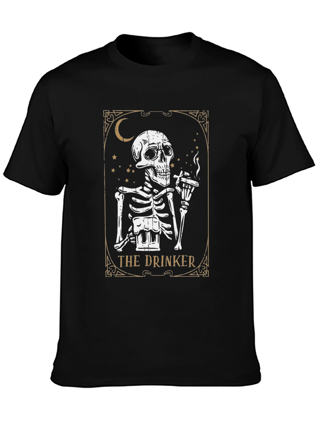 The Drinker Skeleton T-Shirt - Black Graphic Tee