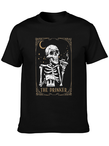 The Drinker Skeleton T-Shirt - Black Graphic Tee