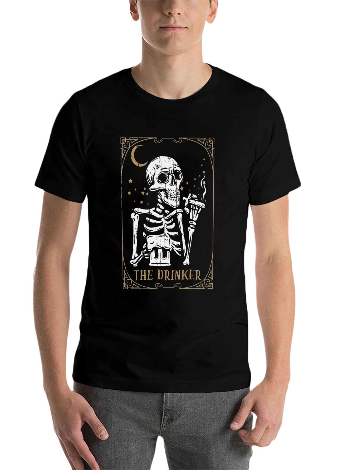 The Drinker Skeleton T-Shirt - Black Graphic Tee