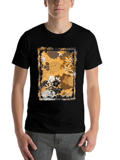 Floral Pattern Graphic Tee - Black