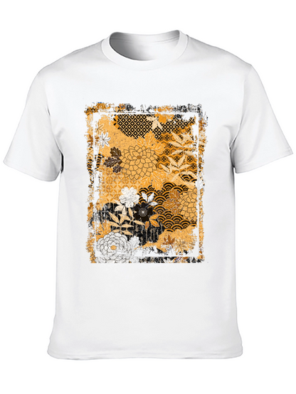Floral Pattern Graphic Tee - Black