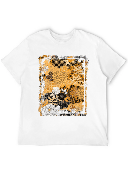 Floral Pattern Graphic Tee - Black