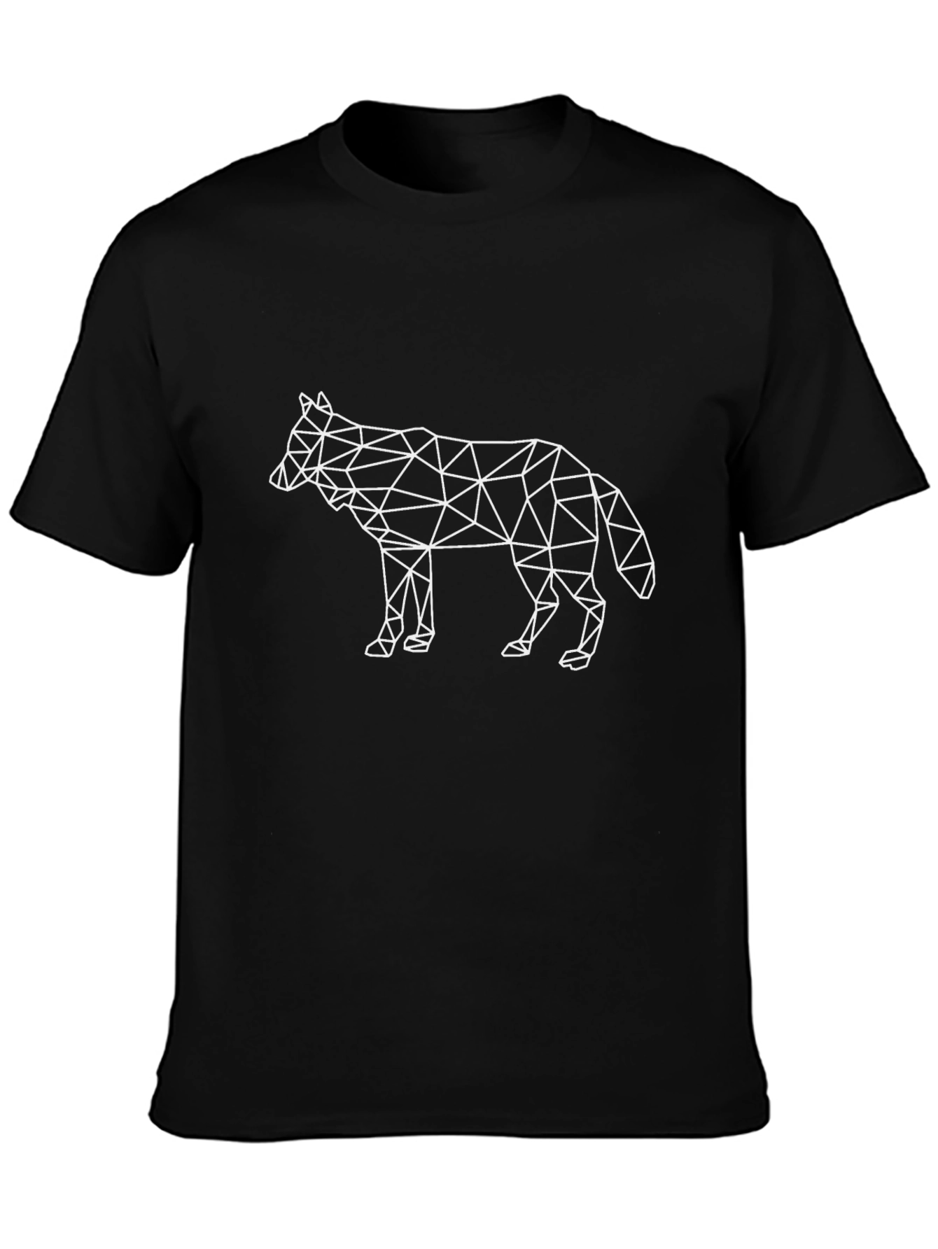 Geometric Wolf Graphic Tee - Stylish Black T-Shirt