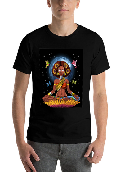 Meditating Woman Graphic Tee - Celestial Zen Style