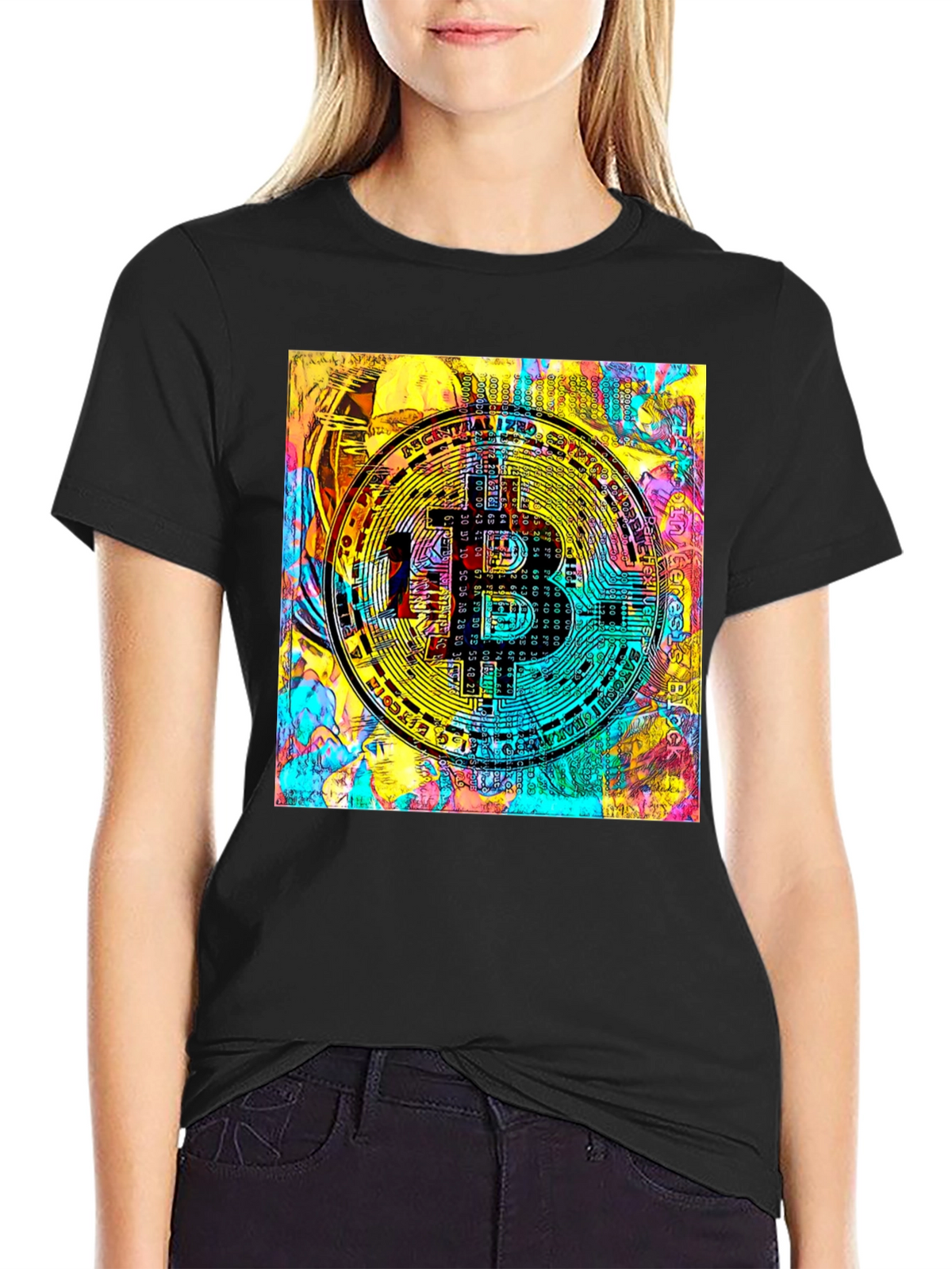Bitcoin Crypto Art Black T-Shirt
