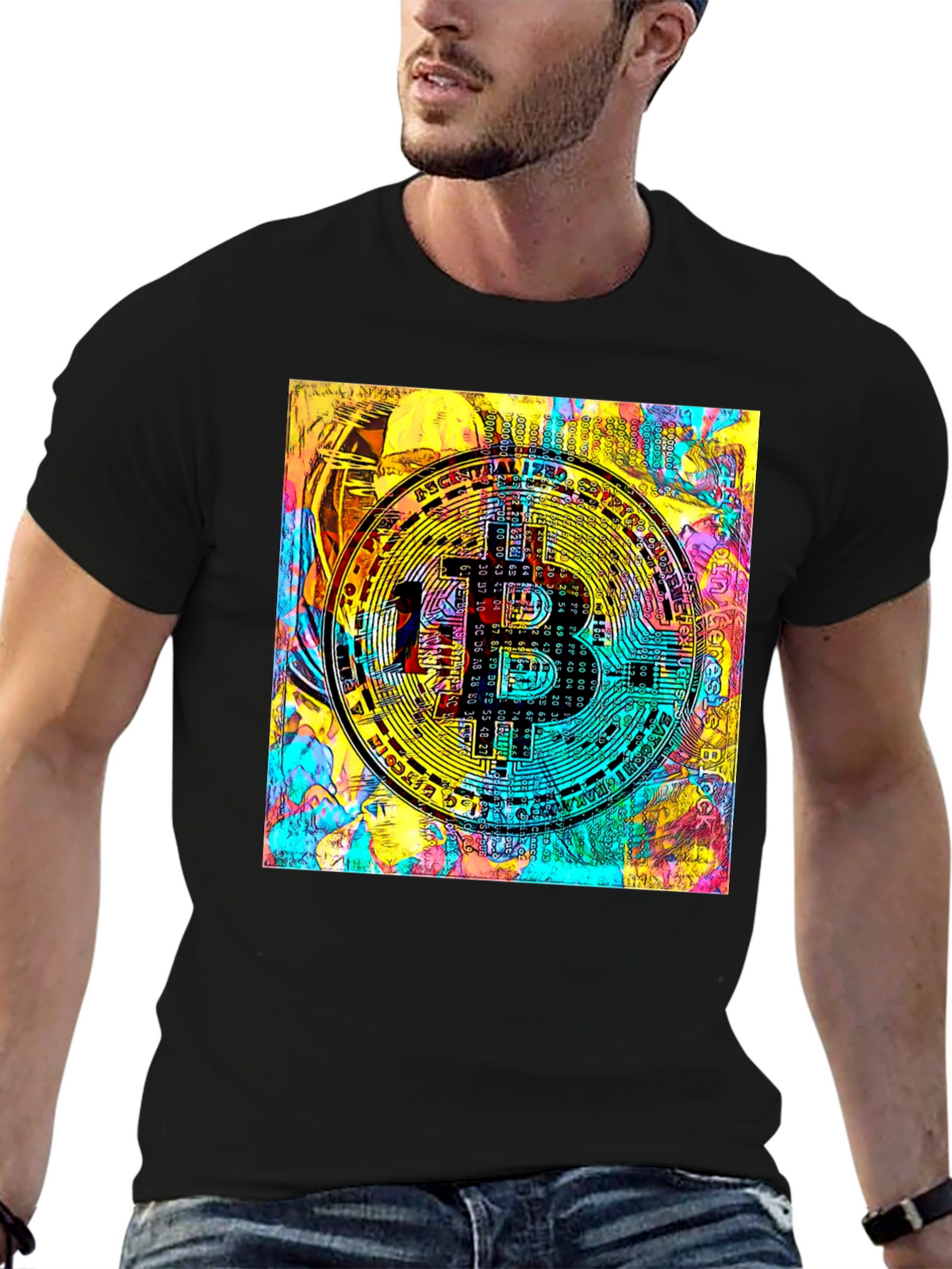 Bitcoin Crypto Art Black T-Shirt