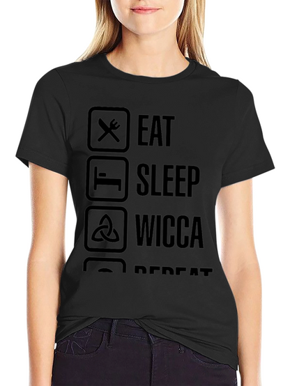 Eat Sleep Wicca Repeat T-Shirt - Black Casual Tee