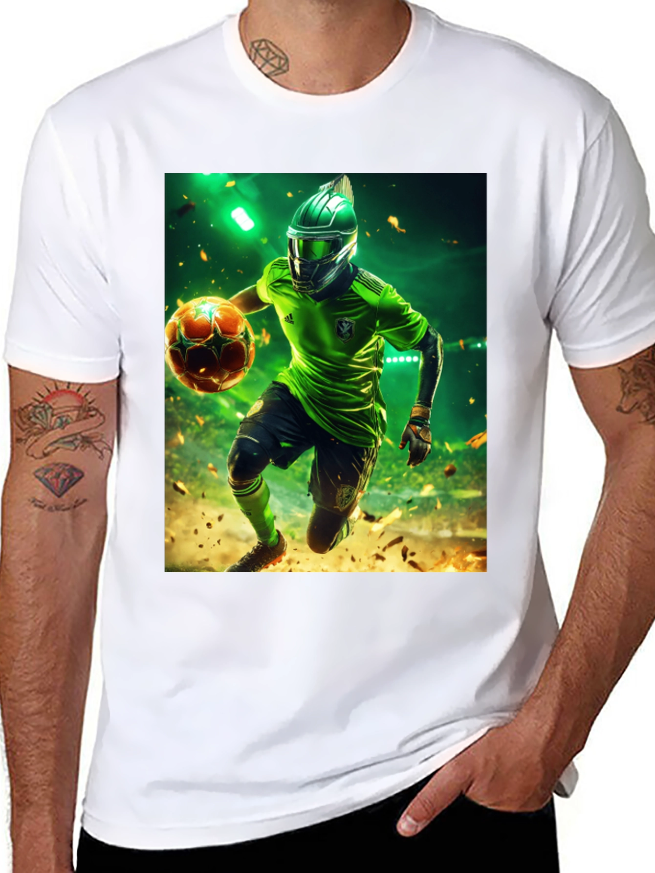 Futuristic Soccer Player Graphic Tee
