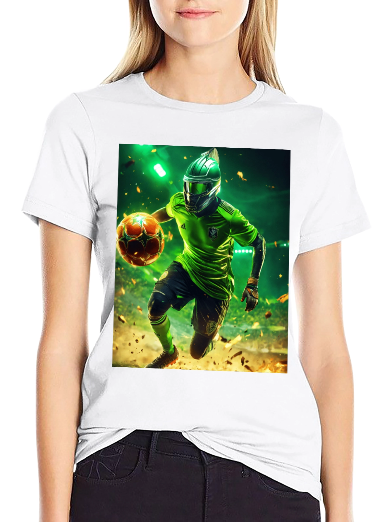 Futuristic Soccer Player Graphic Tee