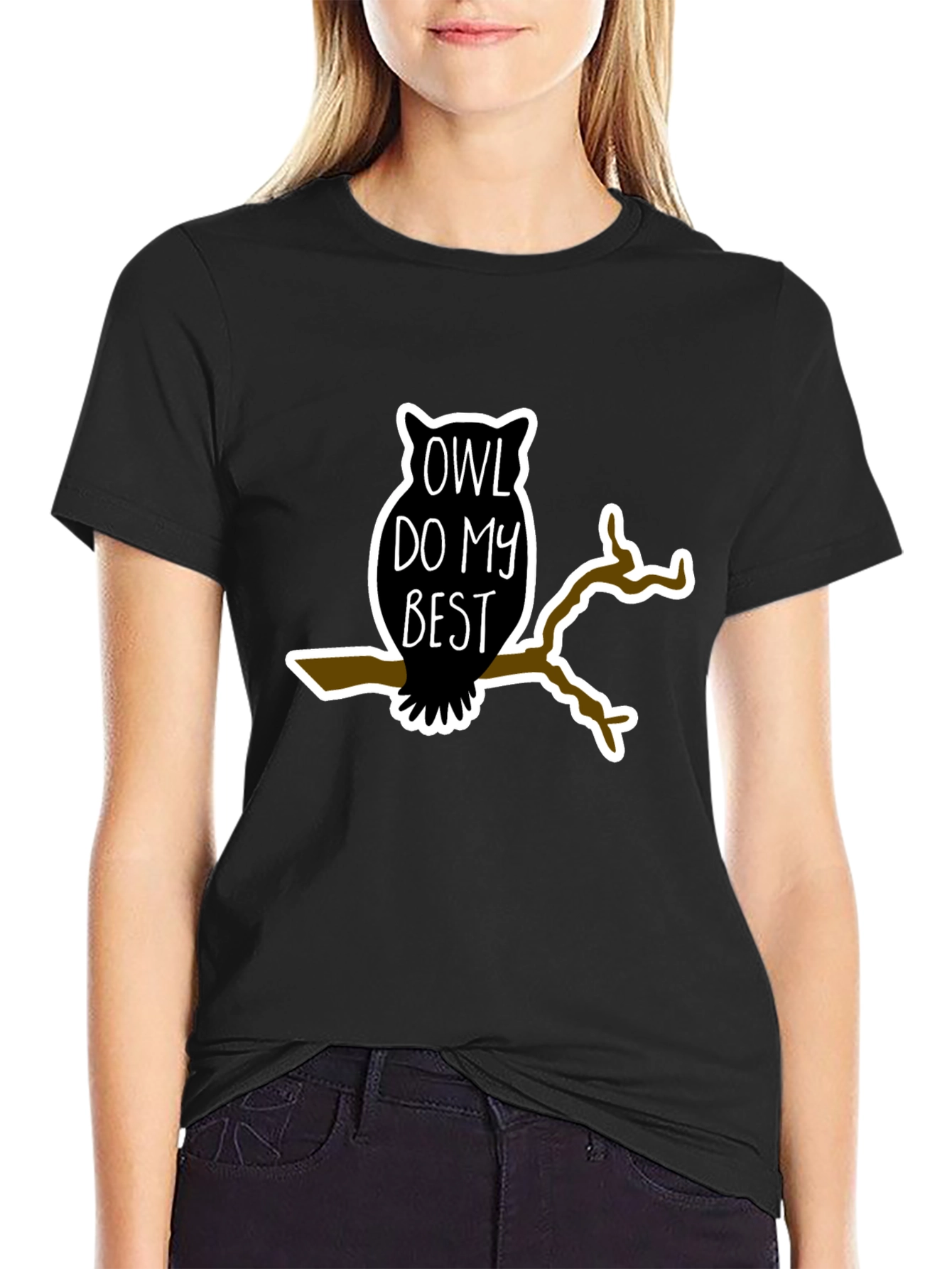 Owl Do My Best Black Graphic Tee