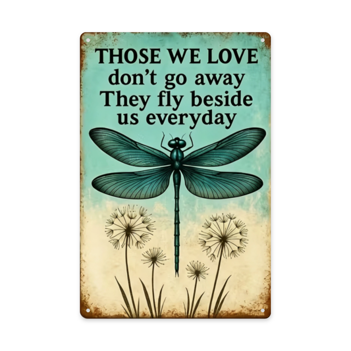 Dragonfly Remembrance Memorial Vintage Tin Wall Art