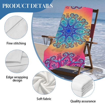 Boho Sunset Mandala Printed Beach Towel, Ultra Soft, Breathable and Super Absorbent for Summer Outdoor