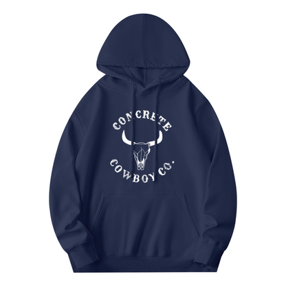 Vintage Concrete Cowboy Co Bull Skull Navy Hoodie, Men¡¯s Cozy Western Style Top