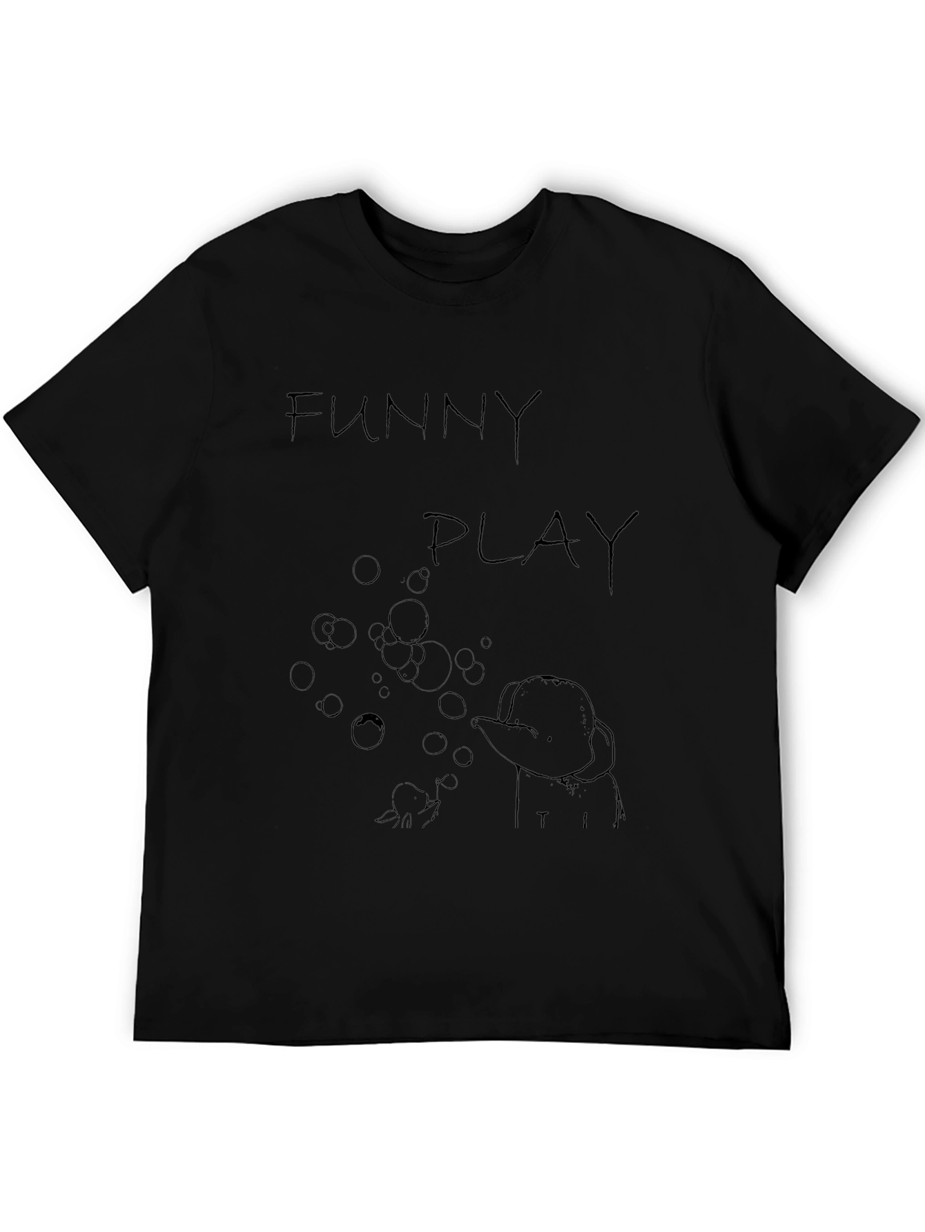 Funny Play Graphic T-Shirt - Black Casual Tee