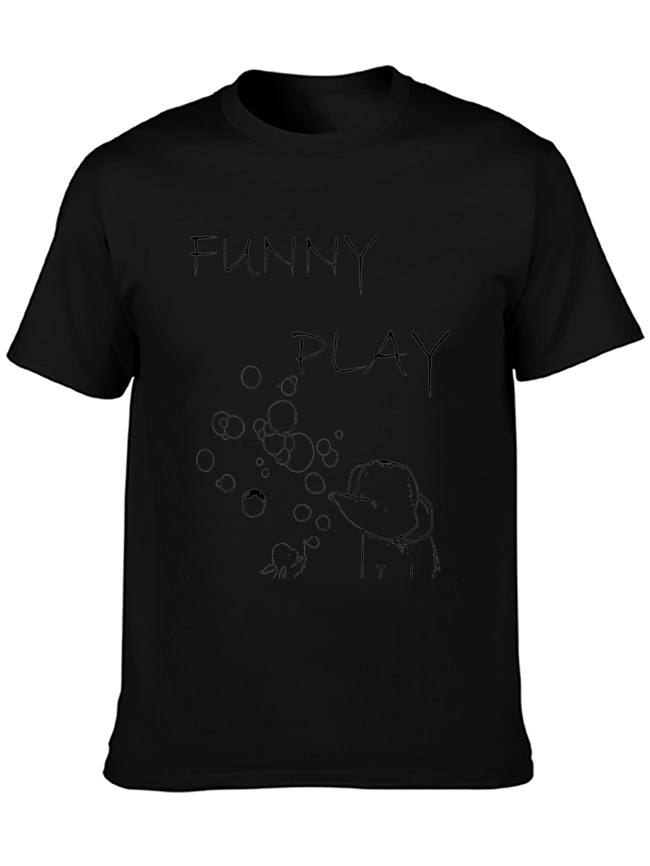Funny Play Graphic T-Shirt - Black Casual Tee