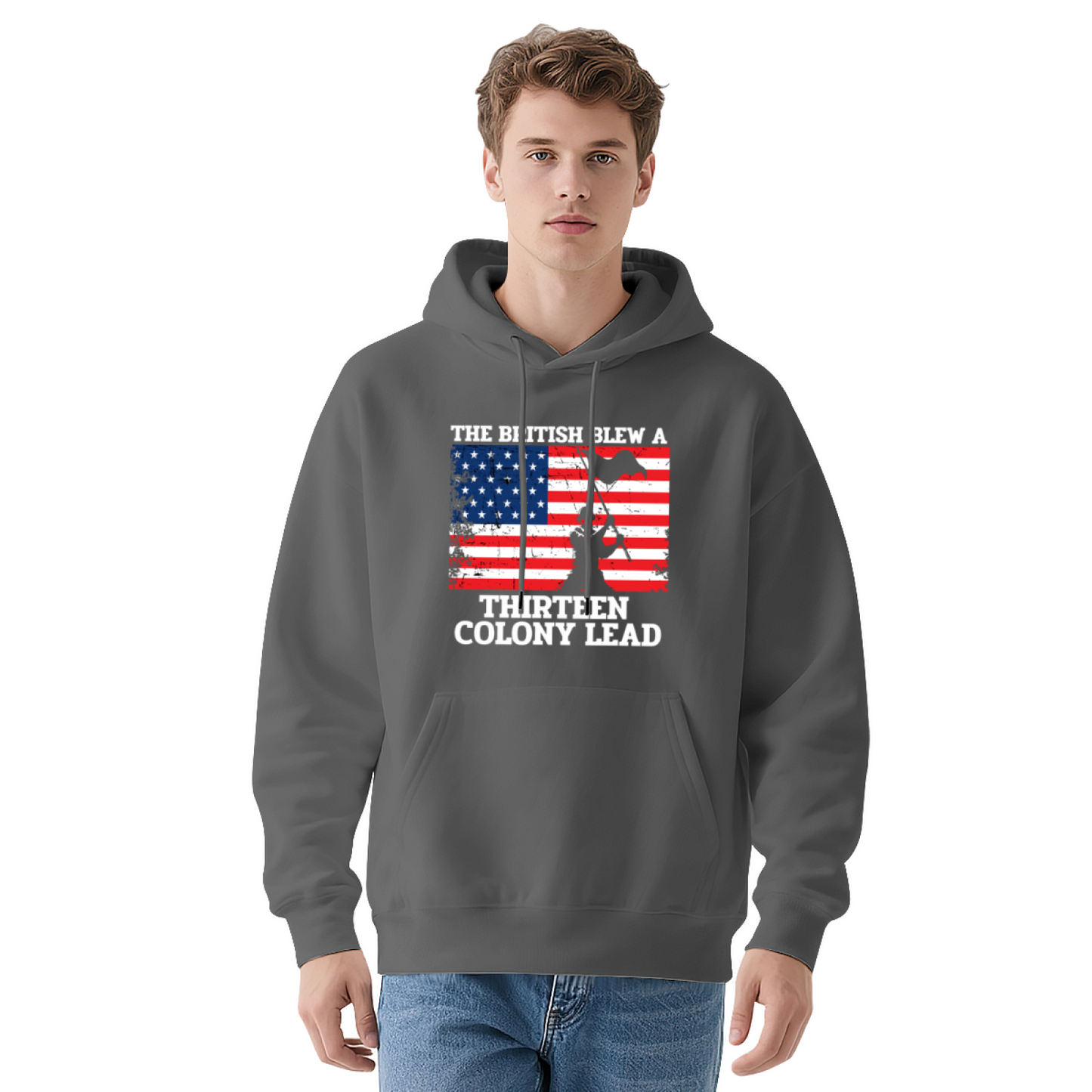 Patriotic 13 Colonies Funny Flag Graphic Hoodie, Cozy Daily Pullover