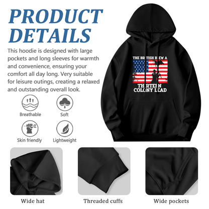 Patriotic 13 Colonies Funny Flag Graphic Hoodie, Cozy Daily Pullover
