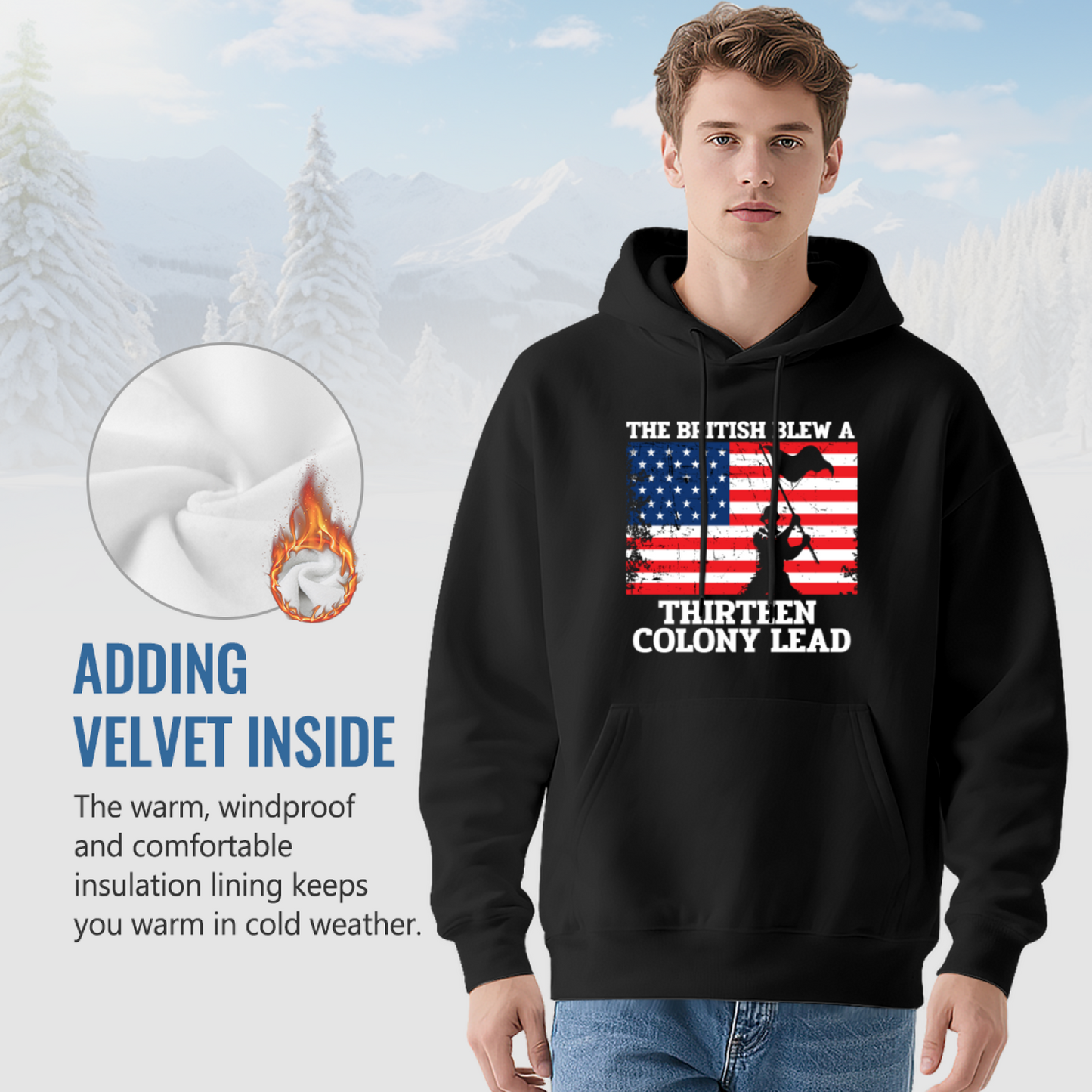 Patriotic 13 Colonies Funny Flag Graphic Hoodie, Cozy Daily Pullover