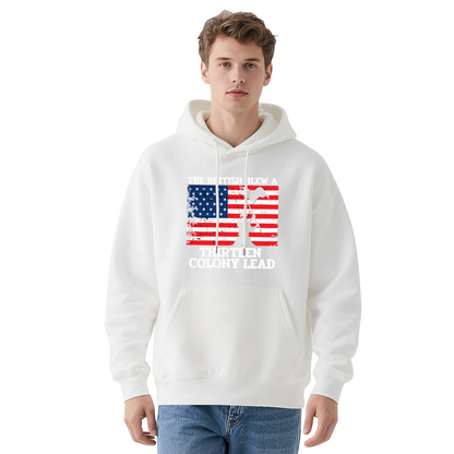 Patriotic 13 Colonies Funny Flag Graphic Hoodie, Cozy Daily Pullover