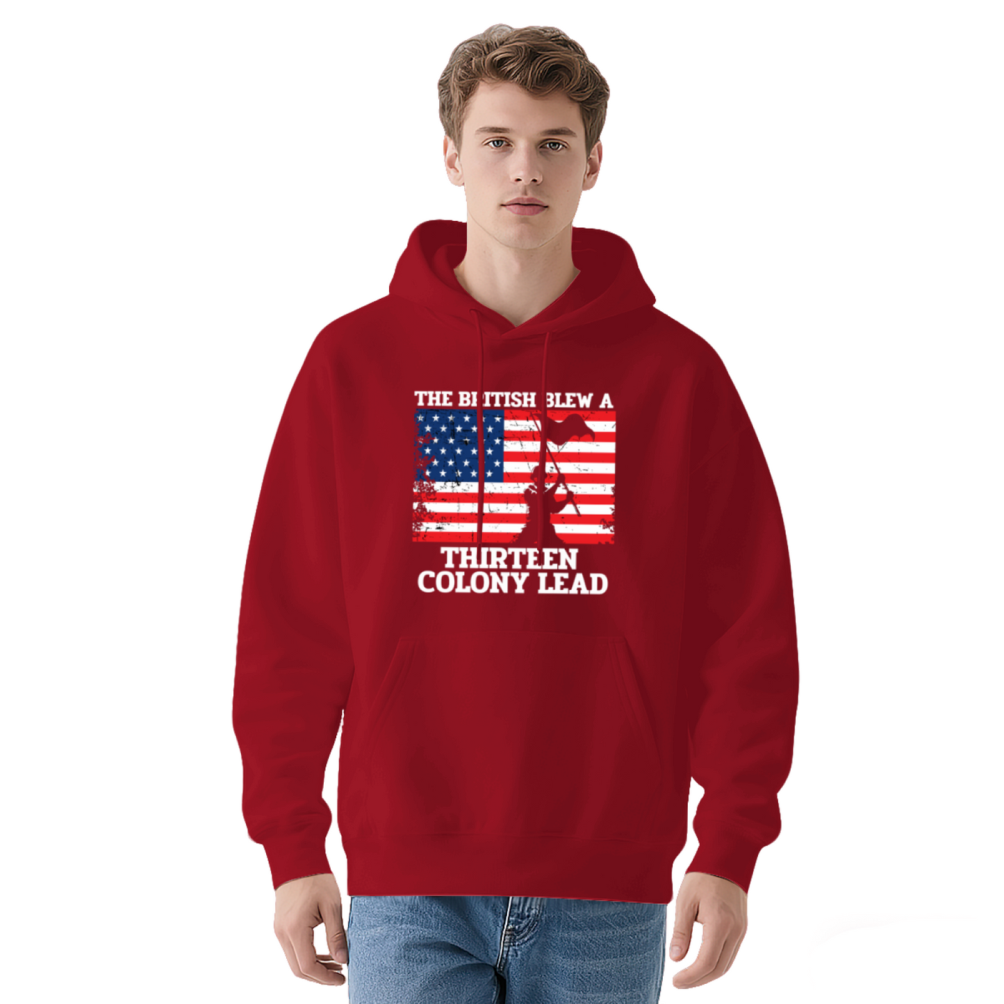 Patriotic 13 Colonies Funny Flag Graphic Hoodie, Cozy Daily Pullover