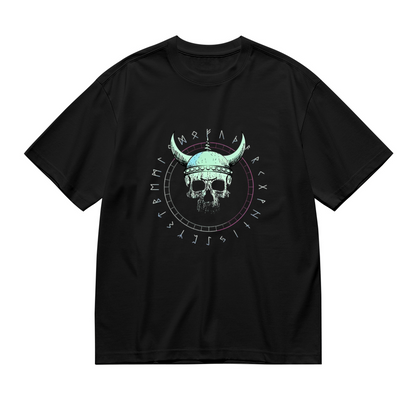 Vintage Viking Skull Horn Helm Rune Gothic Plus Size Women Printed T-Shirt
