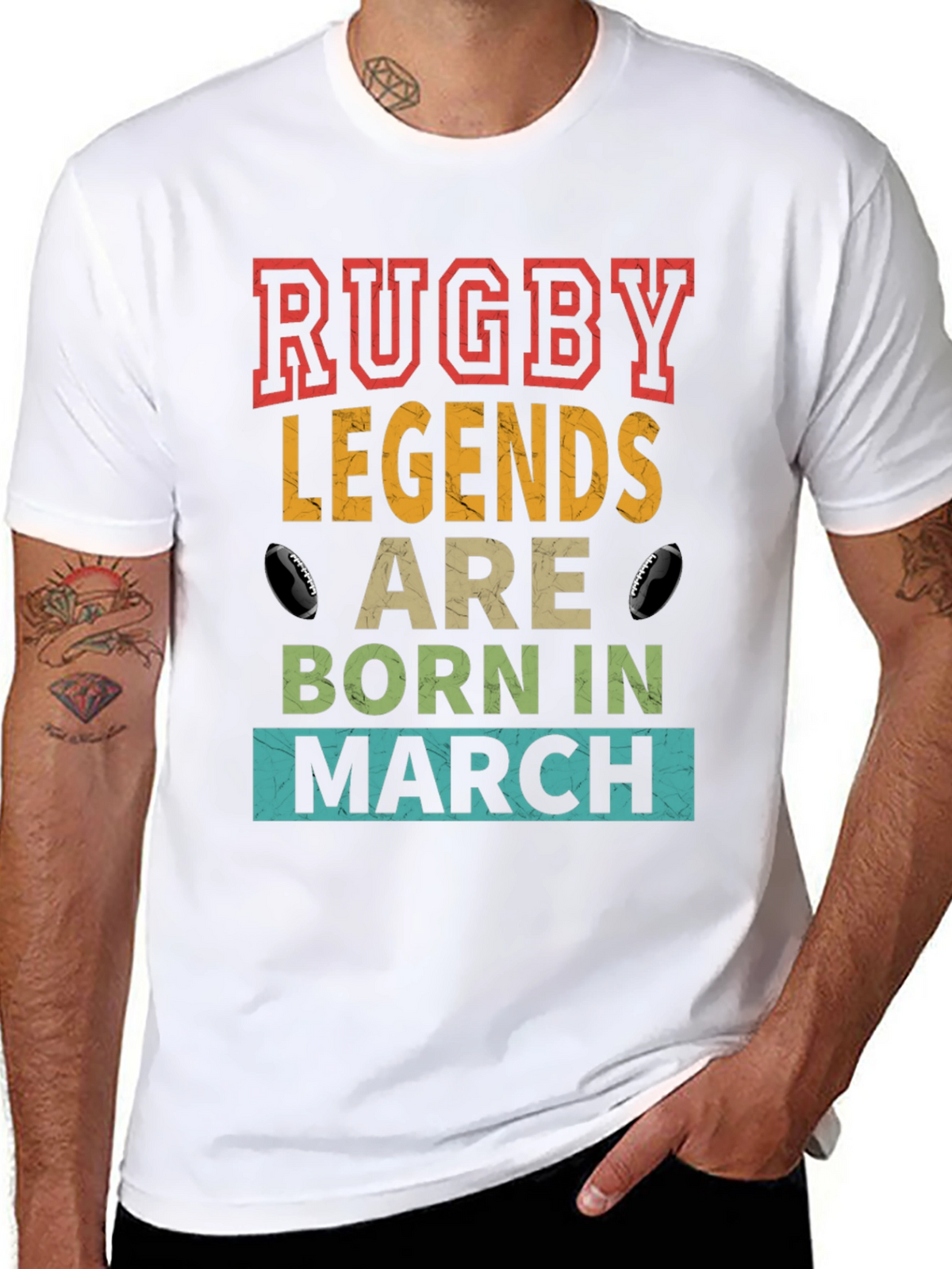 Rugby Legends Born in March T-Shirt