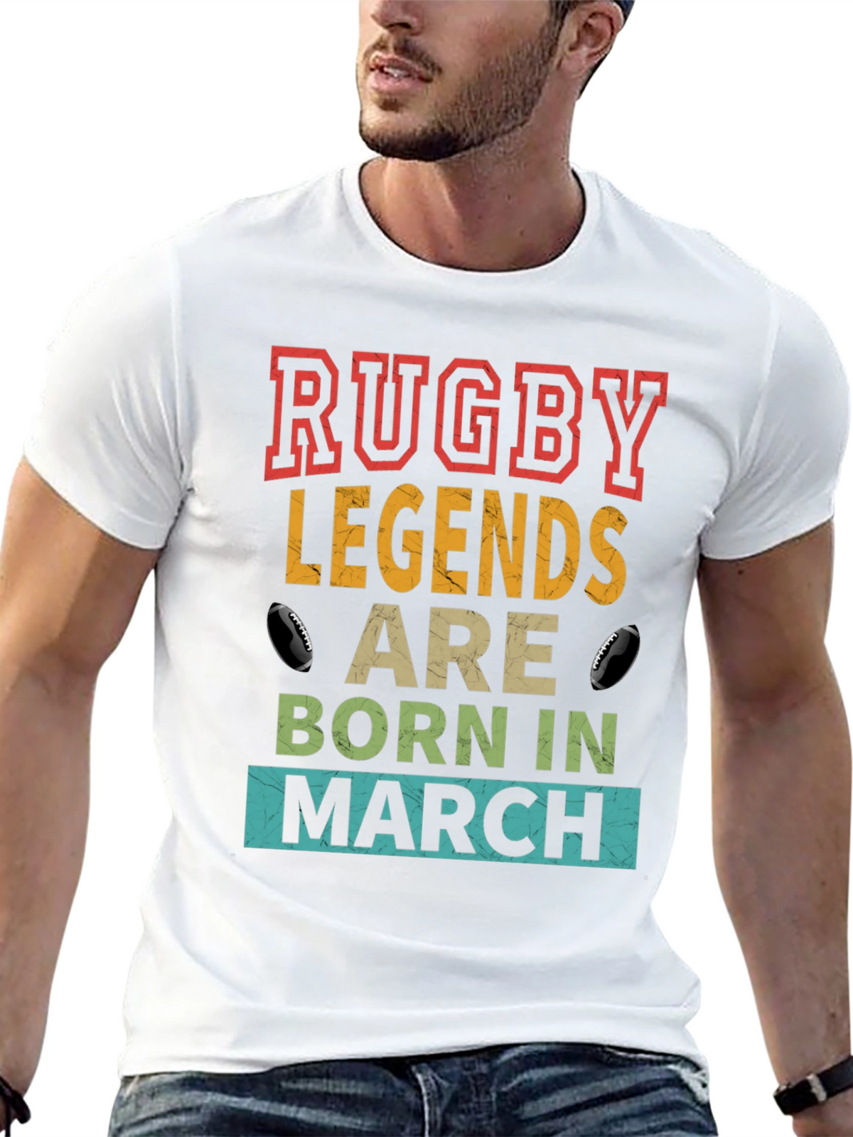 Rugby Legends Born in March T-Shirt