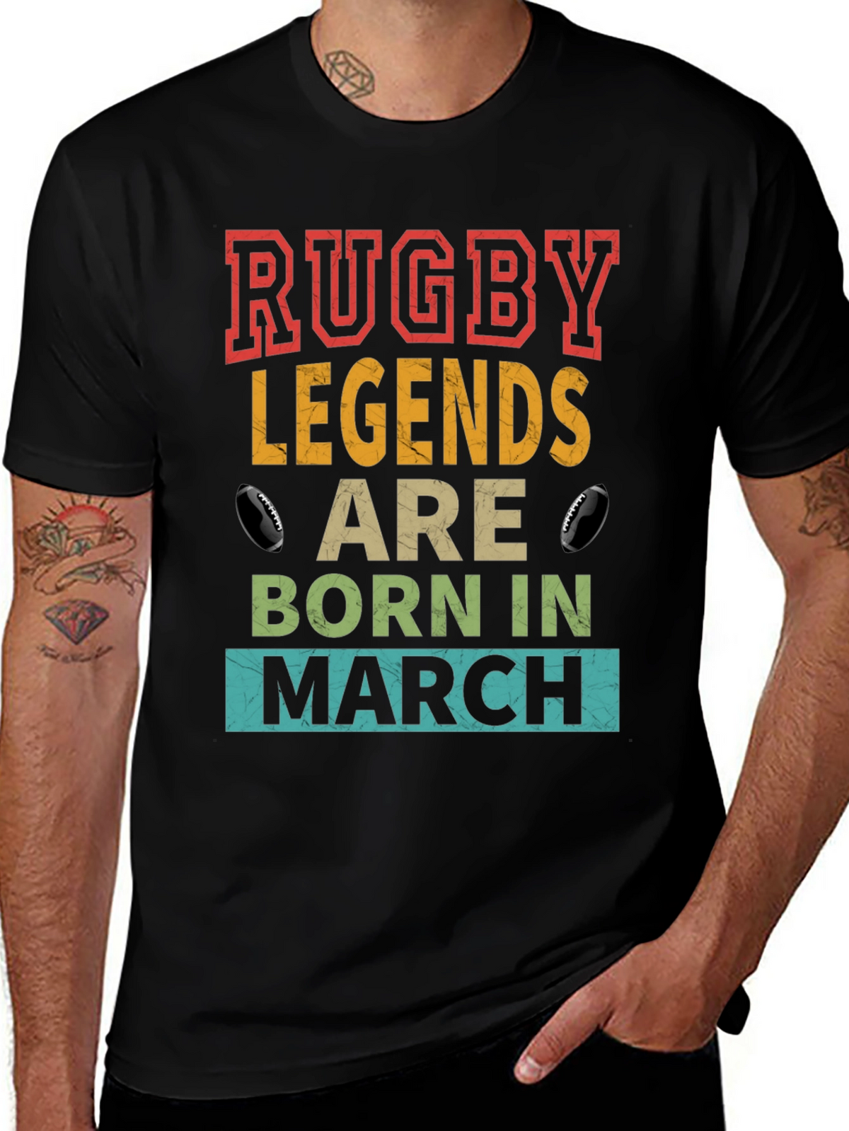 Rugby Legends Born in March T-Shirt