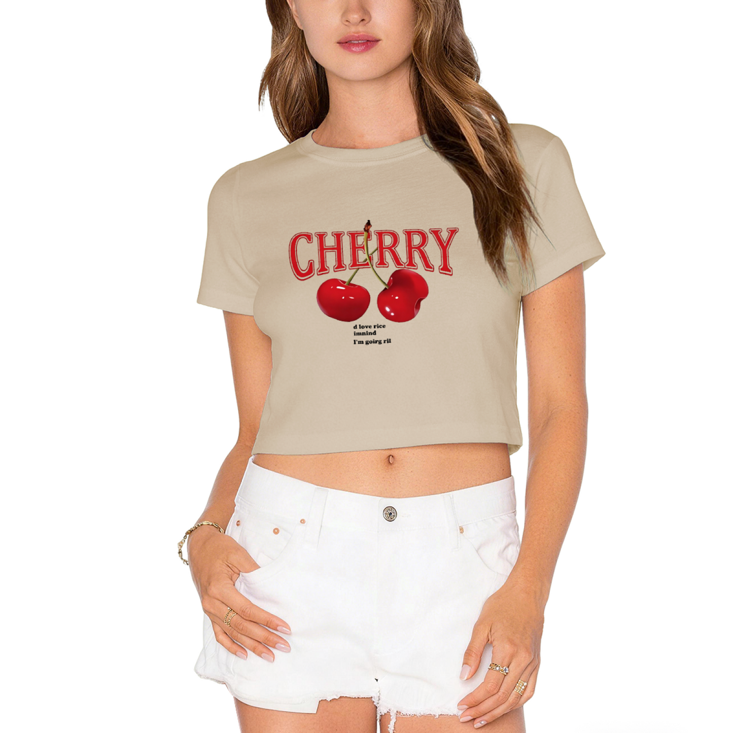 Vintage Cherry Letter Hot Pink Crop Top