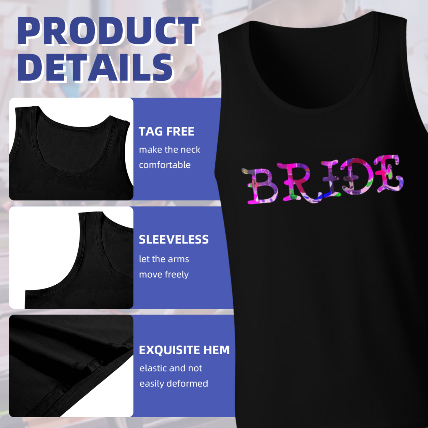 Colorful Tie Dye BRIDE Letter Bachelorette Men¡¯s Casual Tank Top
