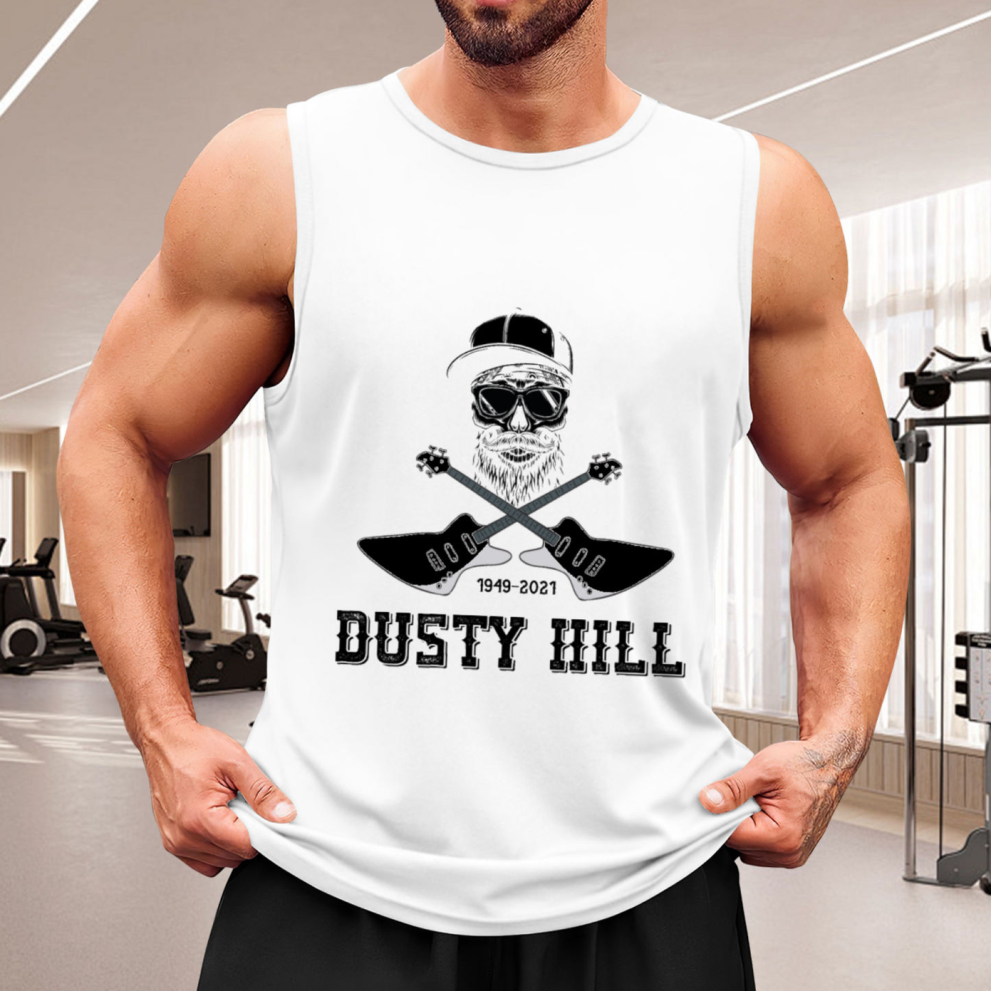 Dusty Hill Guitar Skull Memorial Rock Tank Top